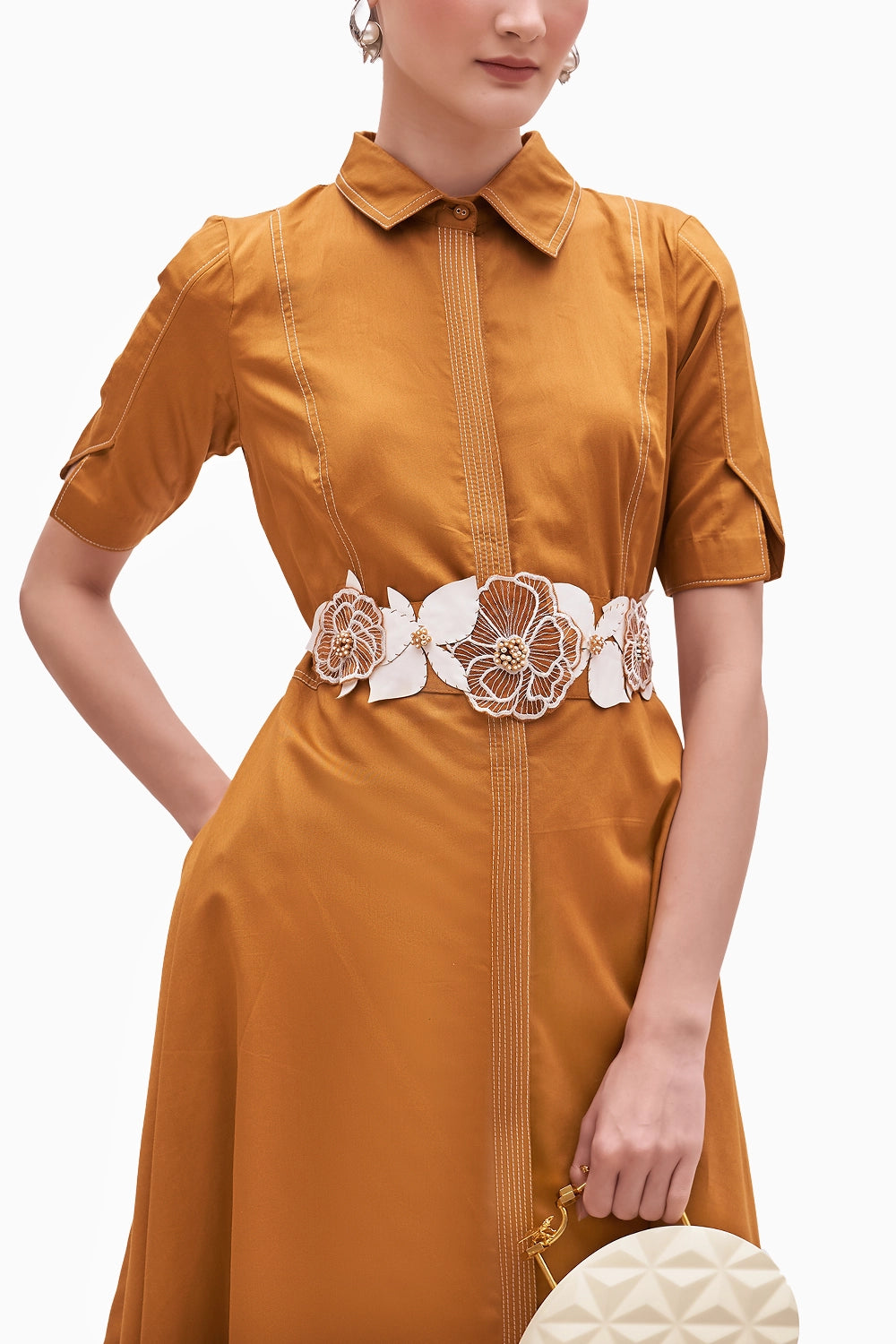 Cinnabon Belted Copper Dress