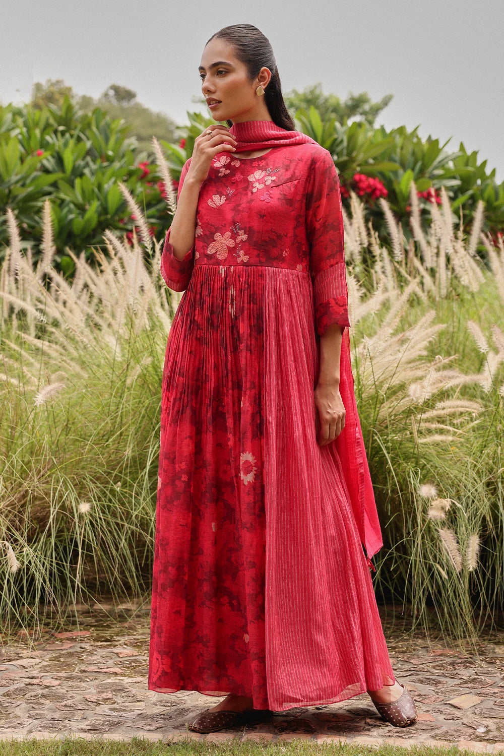 Rosewood Bloom Anarkali Set