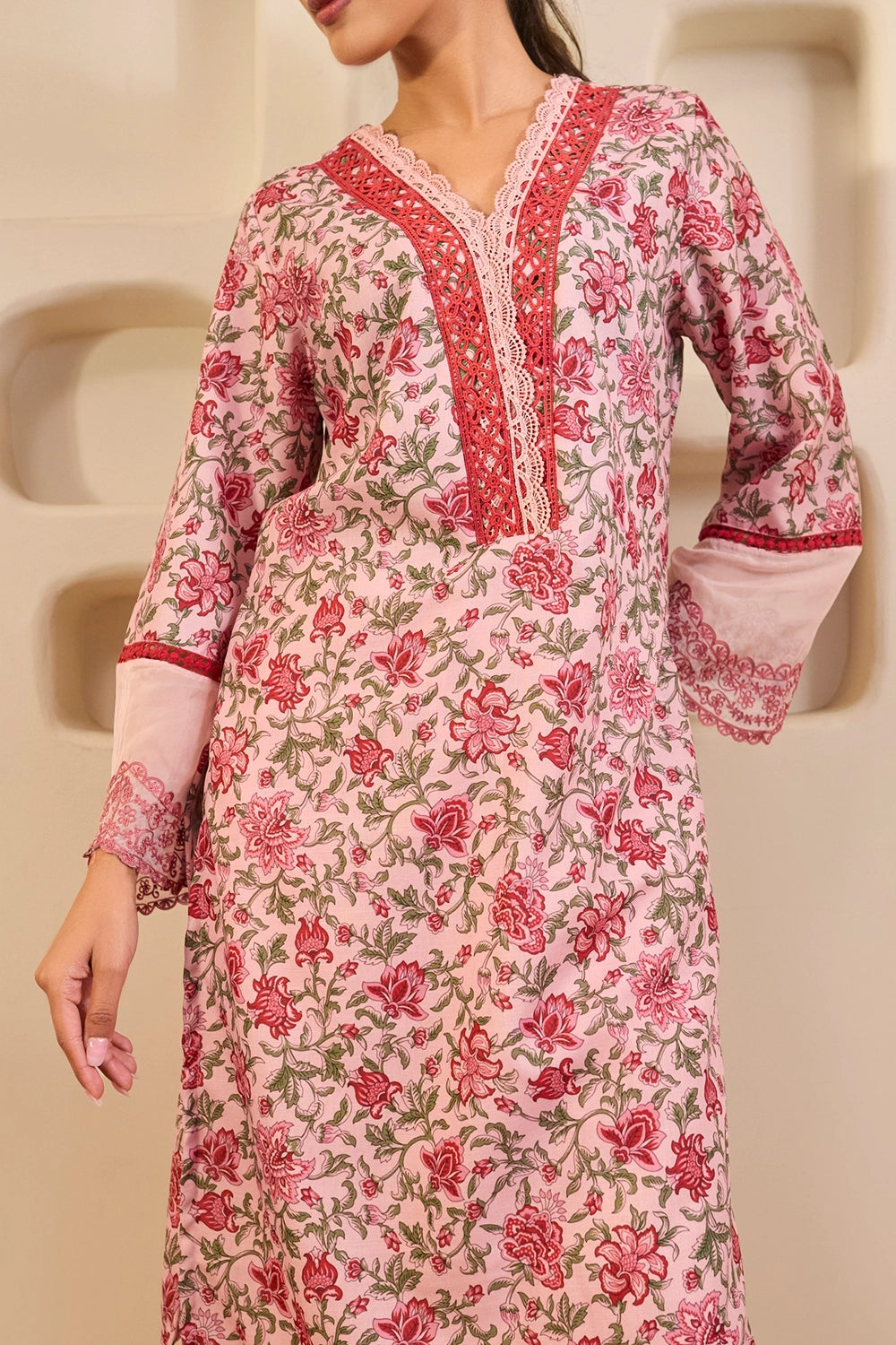 Rosewood Embroidered Cotton Kurta Set