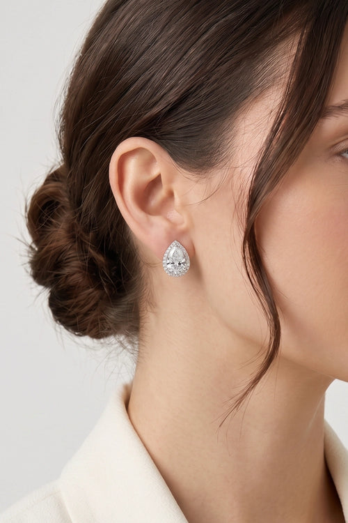 Pear Solitaire Studs