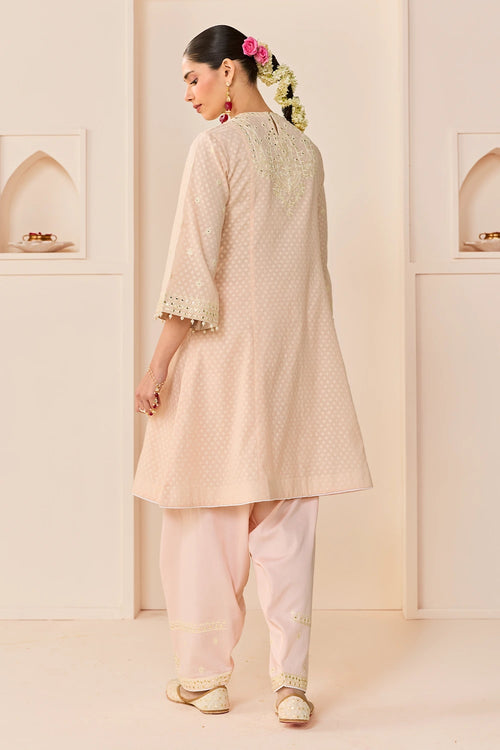 Nida Carnation Pink Short Choga with Farshi Salwar and Dupatta