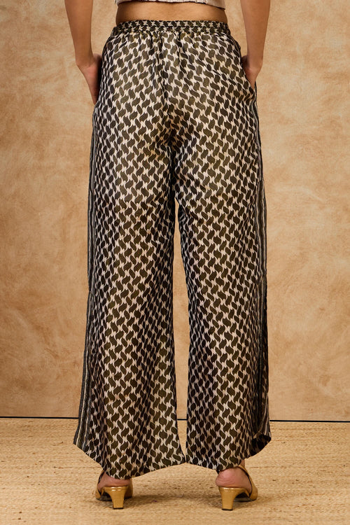 Olive Mosaic Pleated Pants