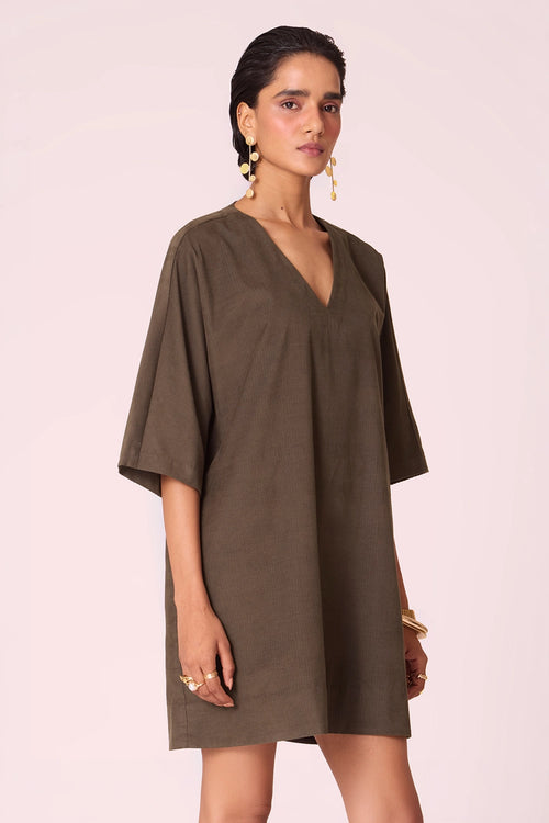 Stad Olive Needlecord Shift Dress