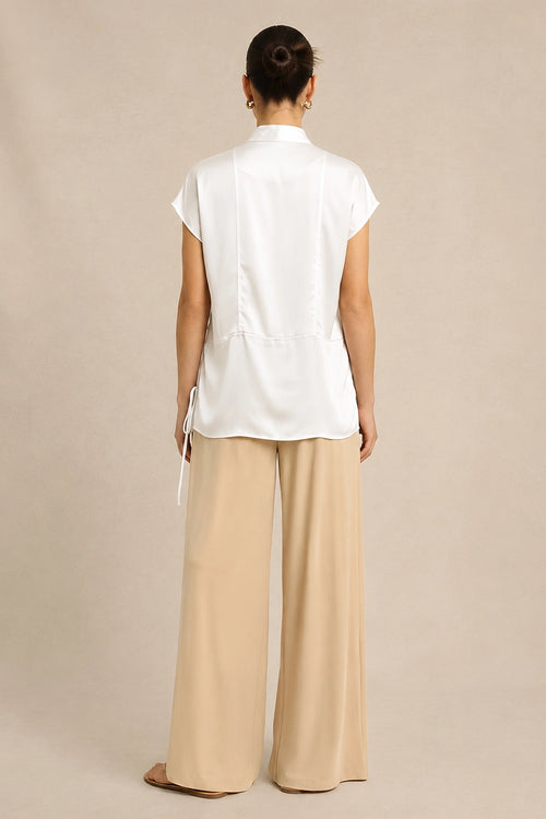 Ivory White Crew Neck Blouse