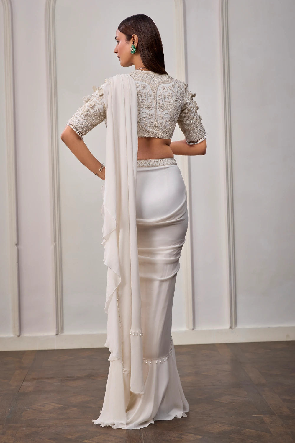 Ivory Radiance Draped Saree