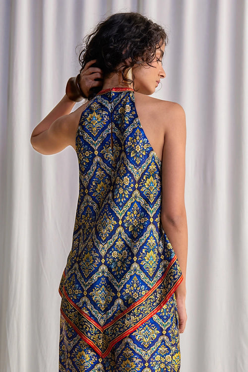Halter Neck Scarf Print Top