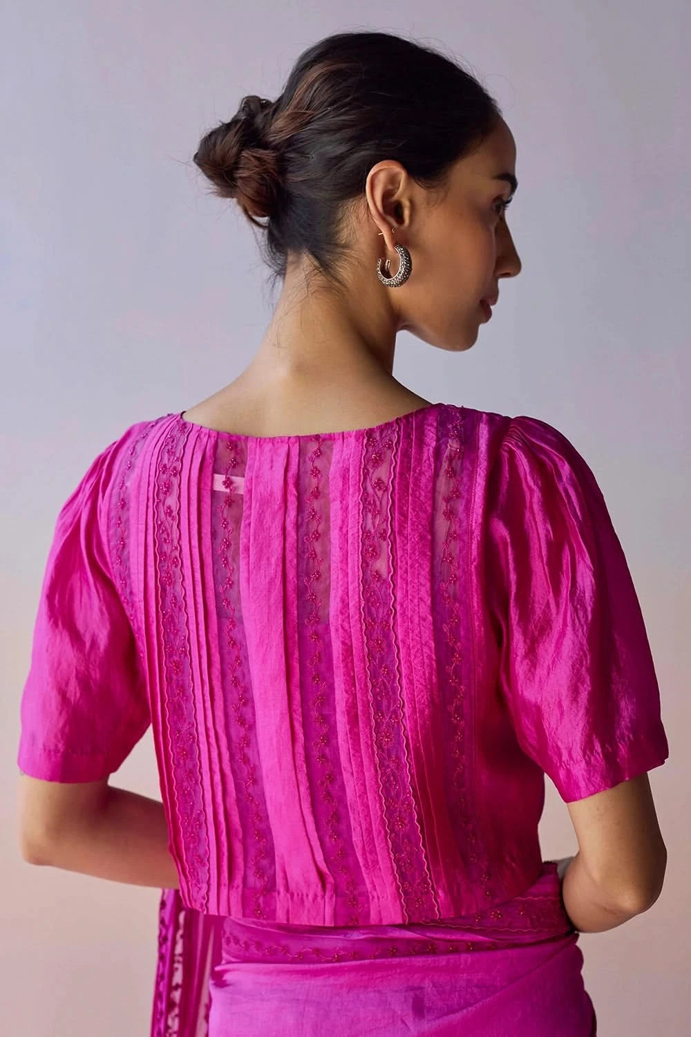 Whispering Ivy Embroidered Bright Pink Blouse