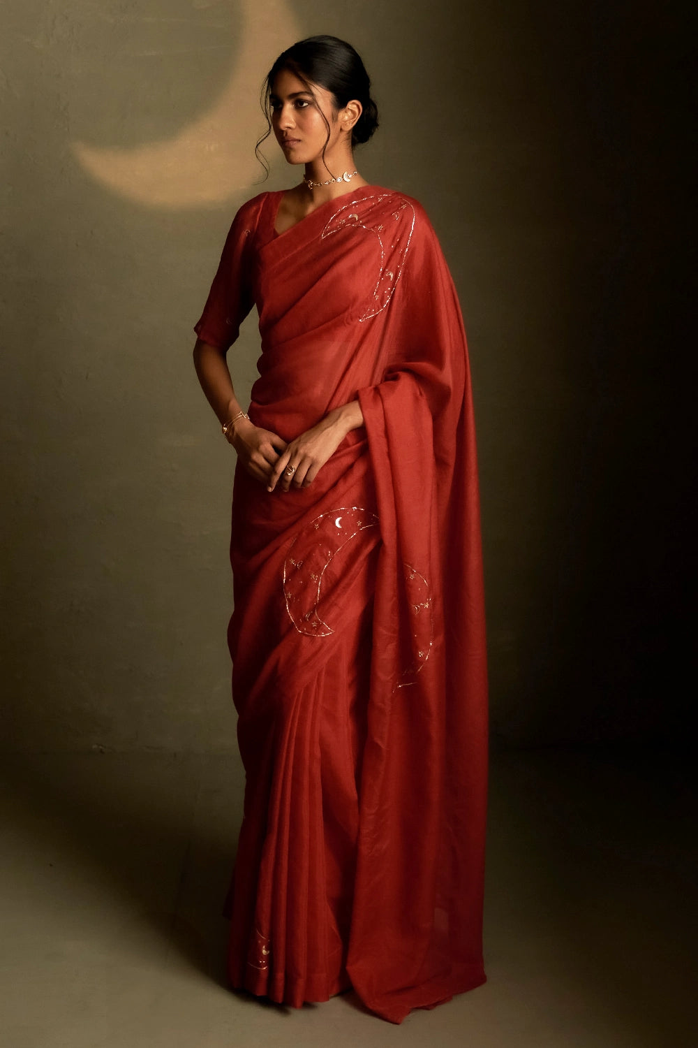 Chaand Saree with Sleeve Blouse