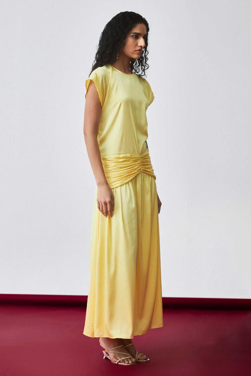 Yellow Maxine Drape Dress