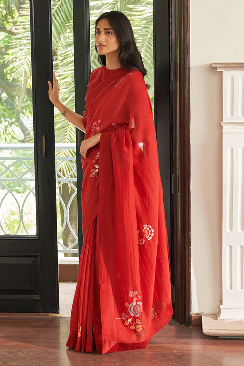 Poppy Embroidered Saree