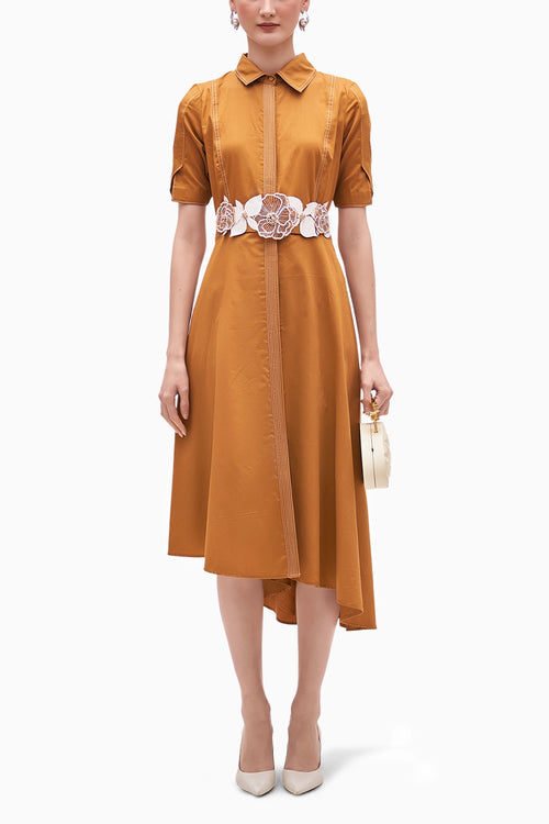 Cinnabon Belted Copper Dress