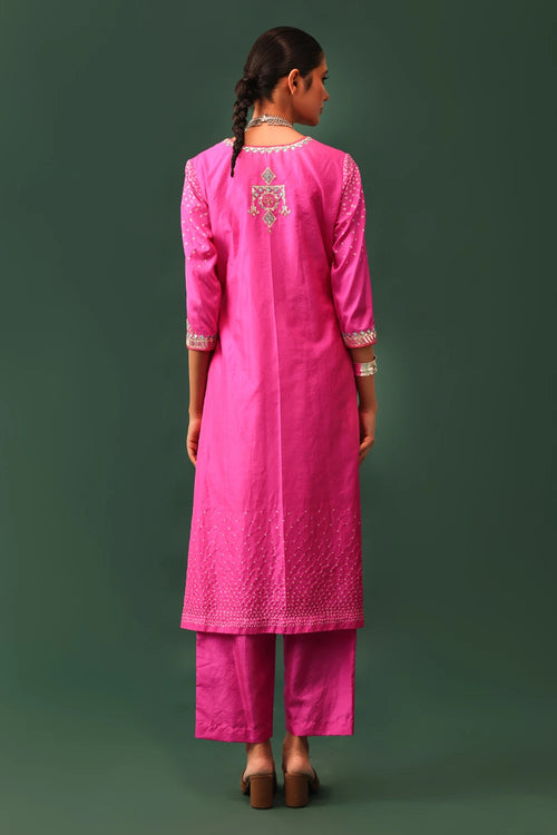 Rani Bandhani Hand Cut Gota Suit Set