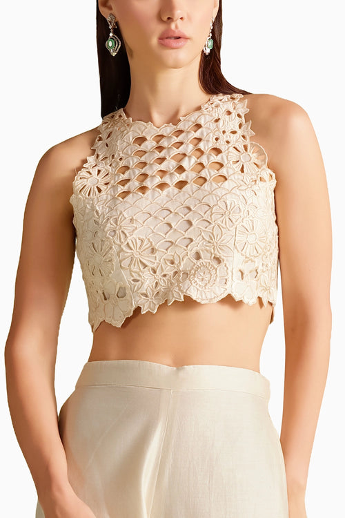 Ivory Cutwork Crop Top