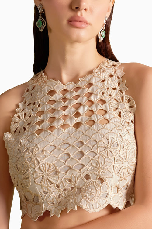 Ivory Cutwork Crop Top