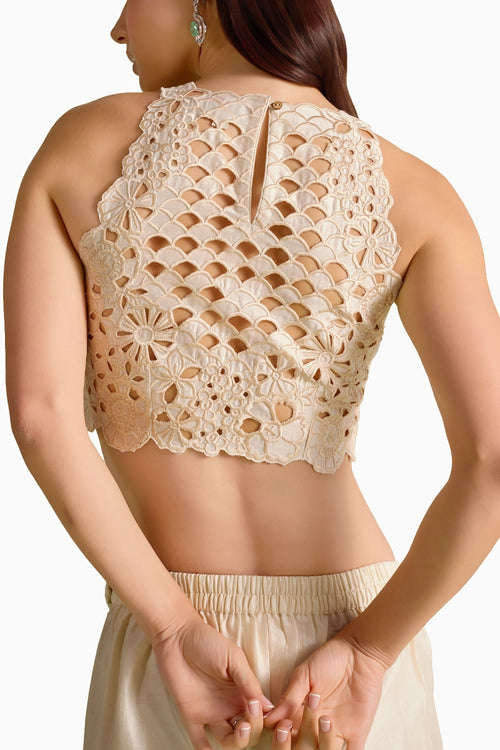 Ivory Cutwork Crop Top