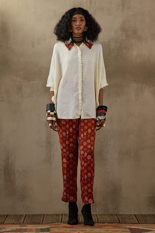Mogra, Sindoor Mural Mandala Shirt With Straight Trouser Set