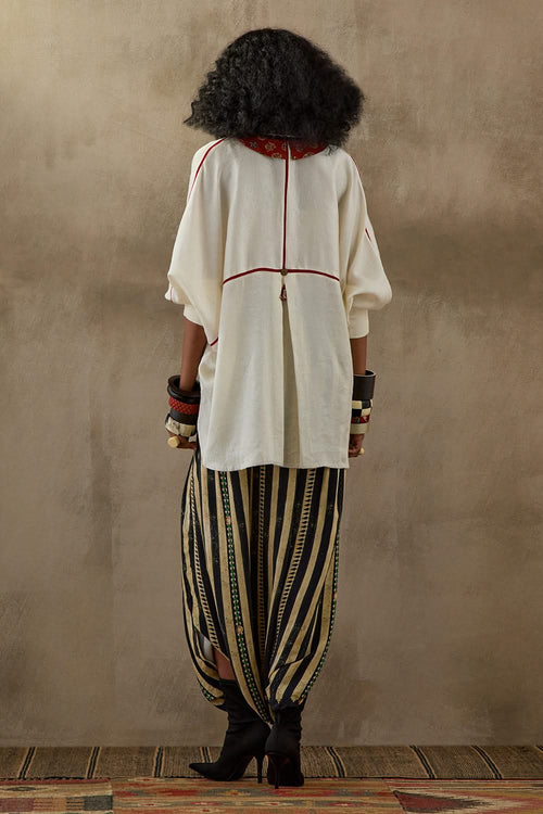 Surmai Mogra Mural Mandala Shirt With Draped Trouser Set