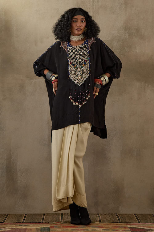 Surmai Mogra Mural Kuru Trapeze Kurta Set