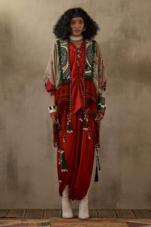 Sindoor Mural Veni Dupatta Jacket Set