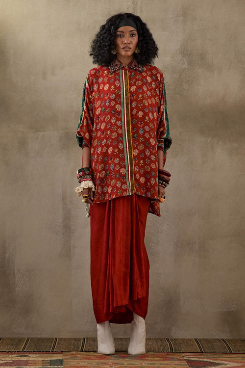 Sindoor Mural Mandala Shirt With Skirt Set