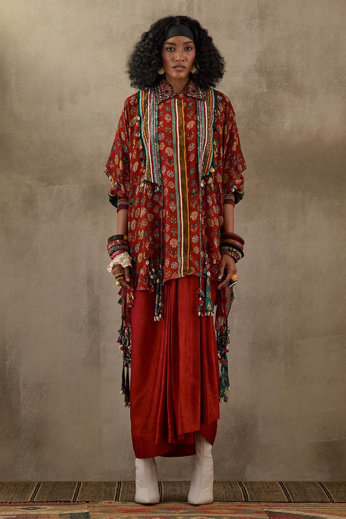 Sindoor Mural Veni Dupatta Jacket Set