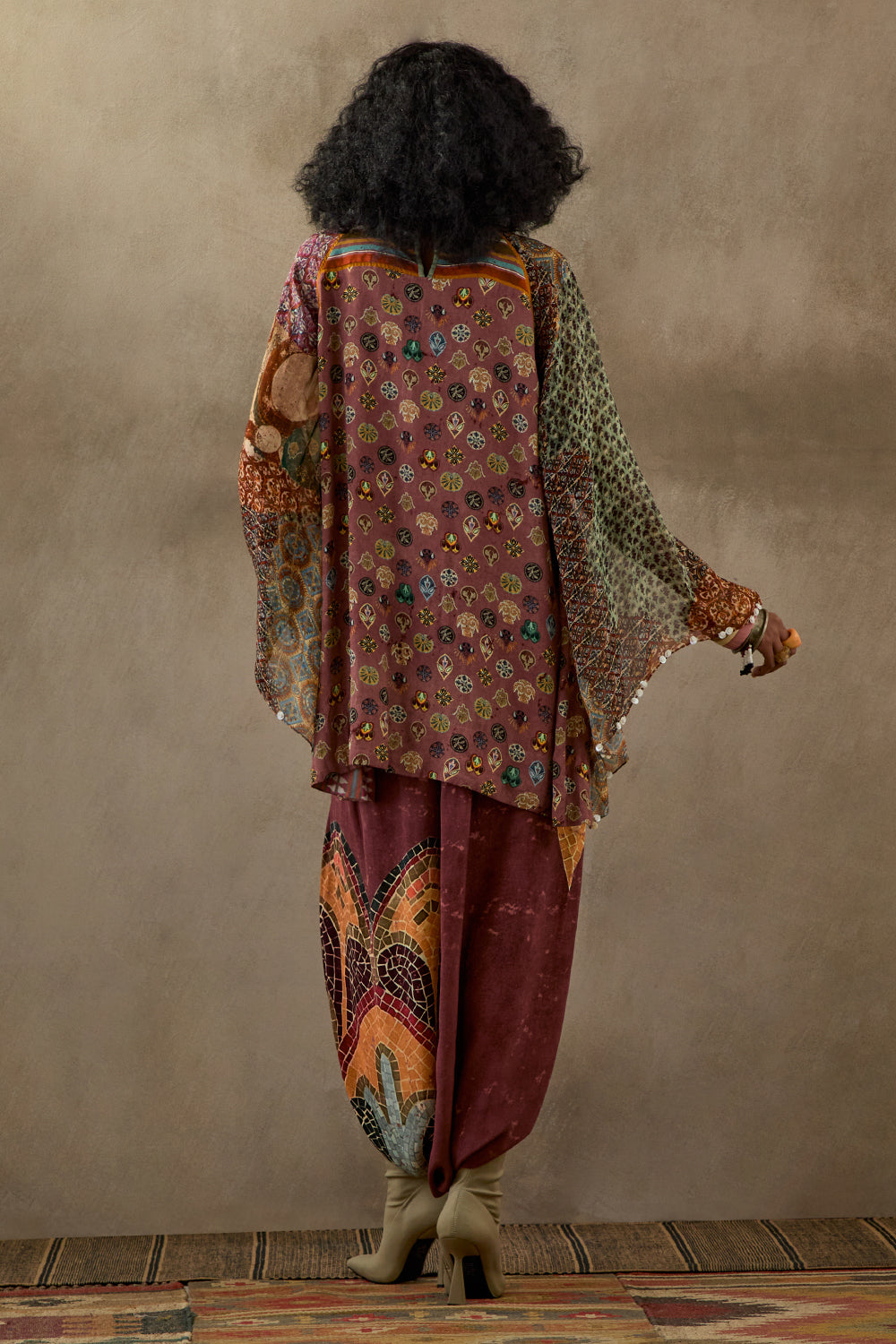 Multi Mural Mariyam Kurta with Drape Trouser Set