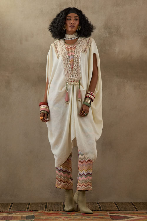 Mogra Mural Ritu Kaftan Tunic with Straight Trouser Set