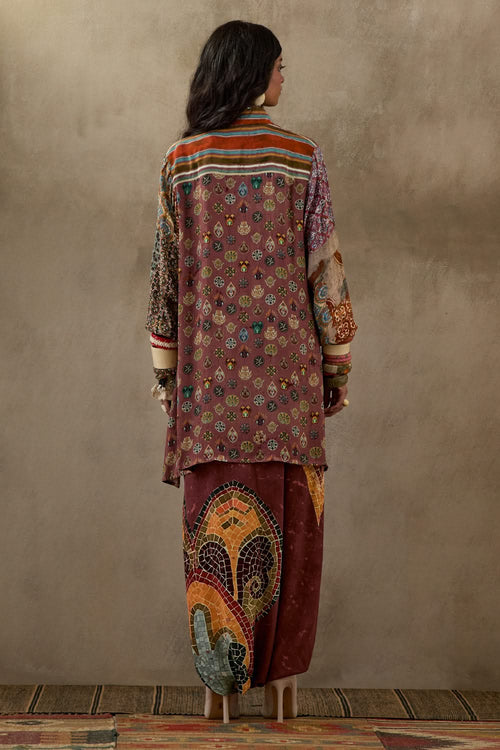 Shell Pink Mural Atri Straight Shirt