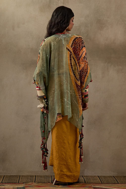 Yellow Topaz Mural Veni Dupatta Jacket Set