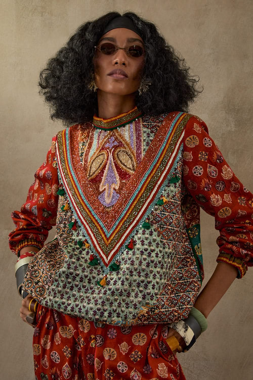 Multi Mural Zahra Sweatshirt Jacket Set