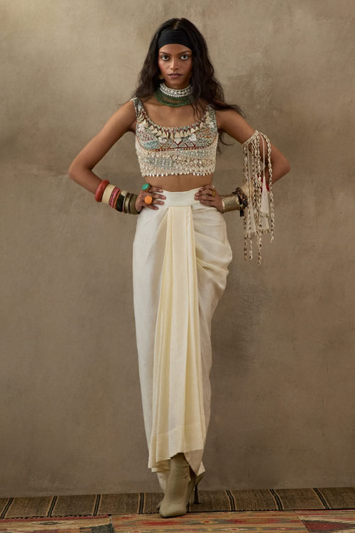 Mogra Mural Kalpa Blouse with Skirt Set