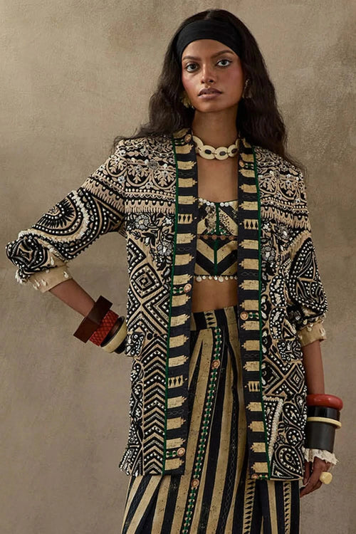 Surmai Mogra Mural Open Dhana Jacket