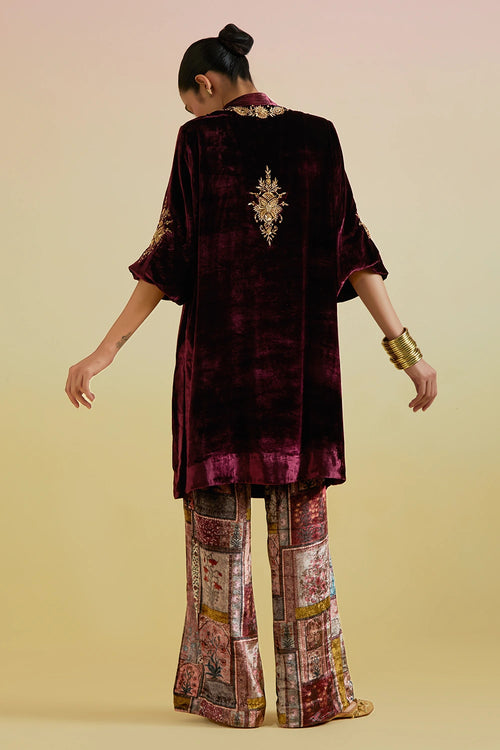 Anaya Velvet Wine Kurta Set
