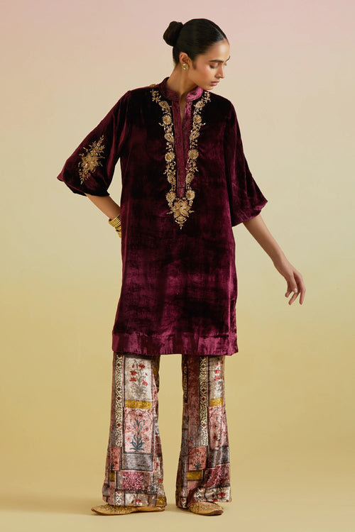 Anaya Velvet Wine Kurta Set
