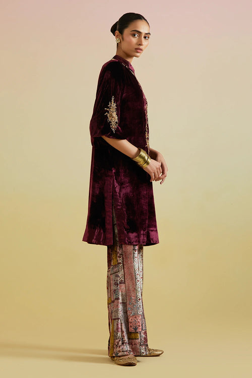 Anaya Velvet Wine Kurta Set