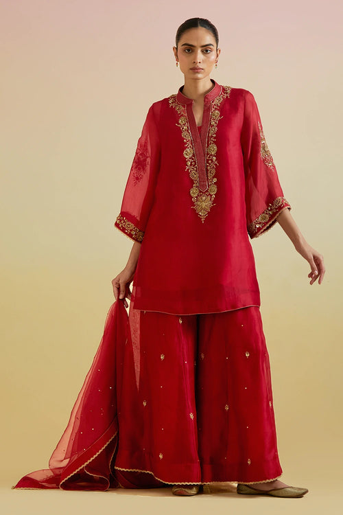 Aashra Red Kurta Set