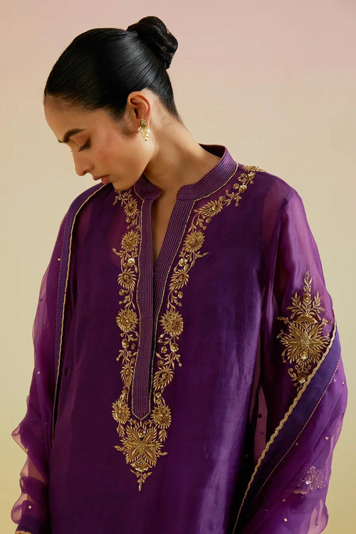Aashra Purple Kurta Set
