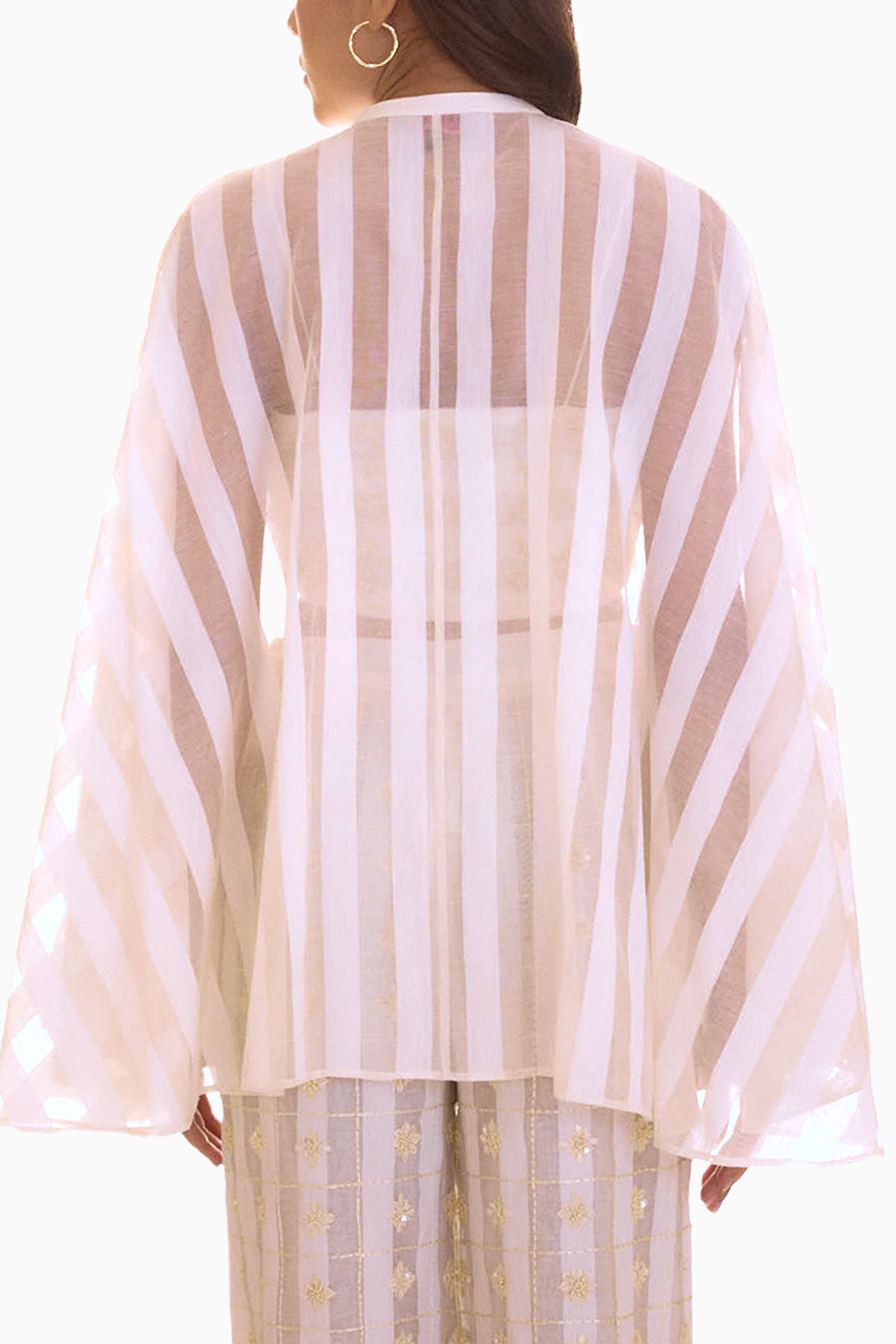 Off White Embroidered Romantic Cape