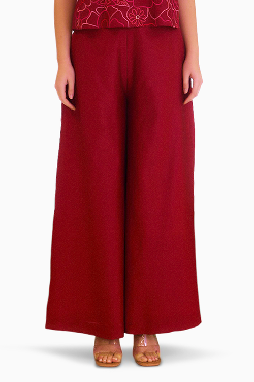 Berry Zealous Embroidered Palazzo Pants
