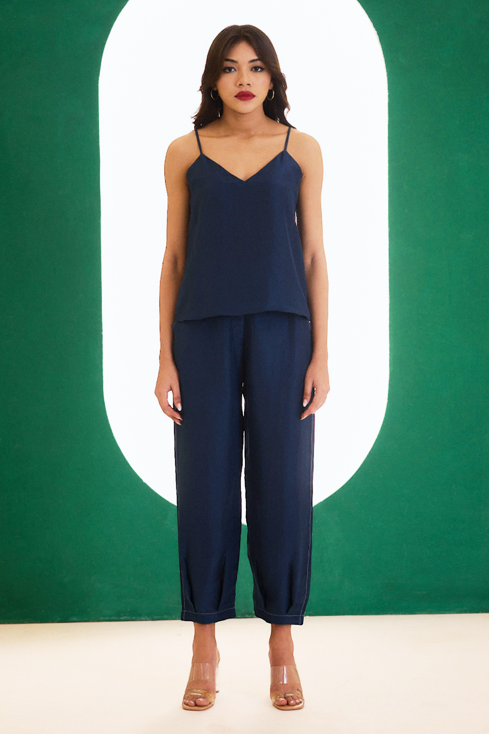 Midnight Blue Optimist Silk Spaghetti Top and Pant