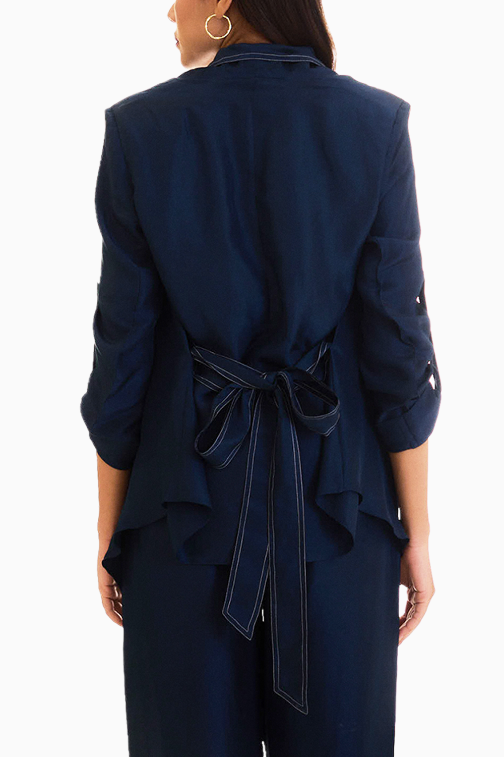 Midnight Blue Optimist Silk Jacket with Spaghetti and Pant