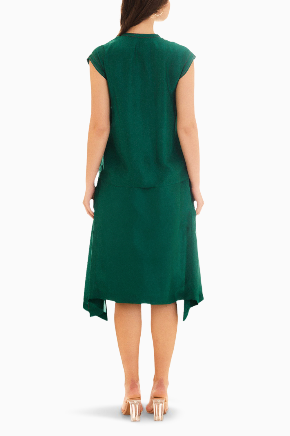 Emerald Green Visionary Silk Top and Skirt