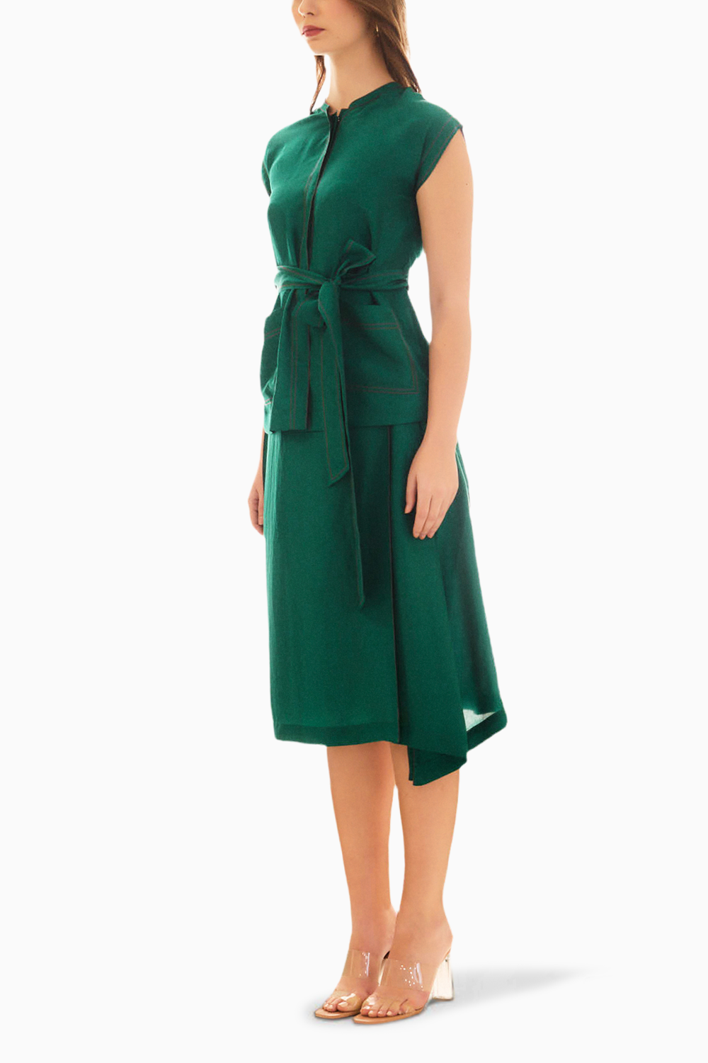 Emerald Green Visionary Silk Top and Skirt