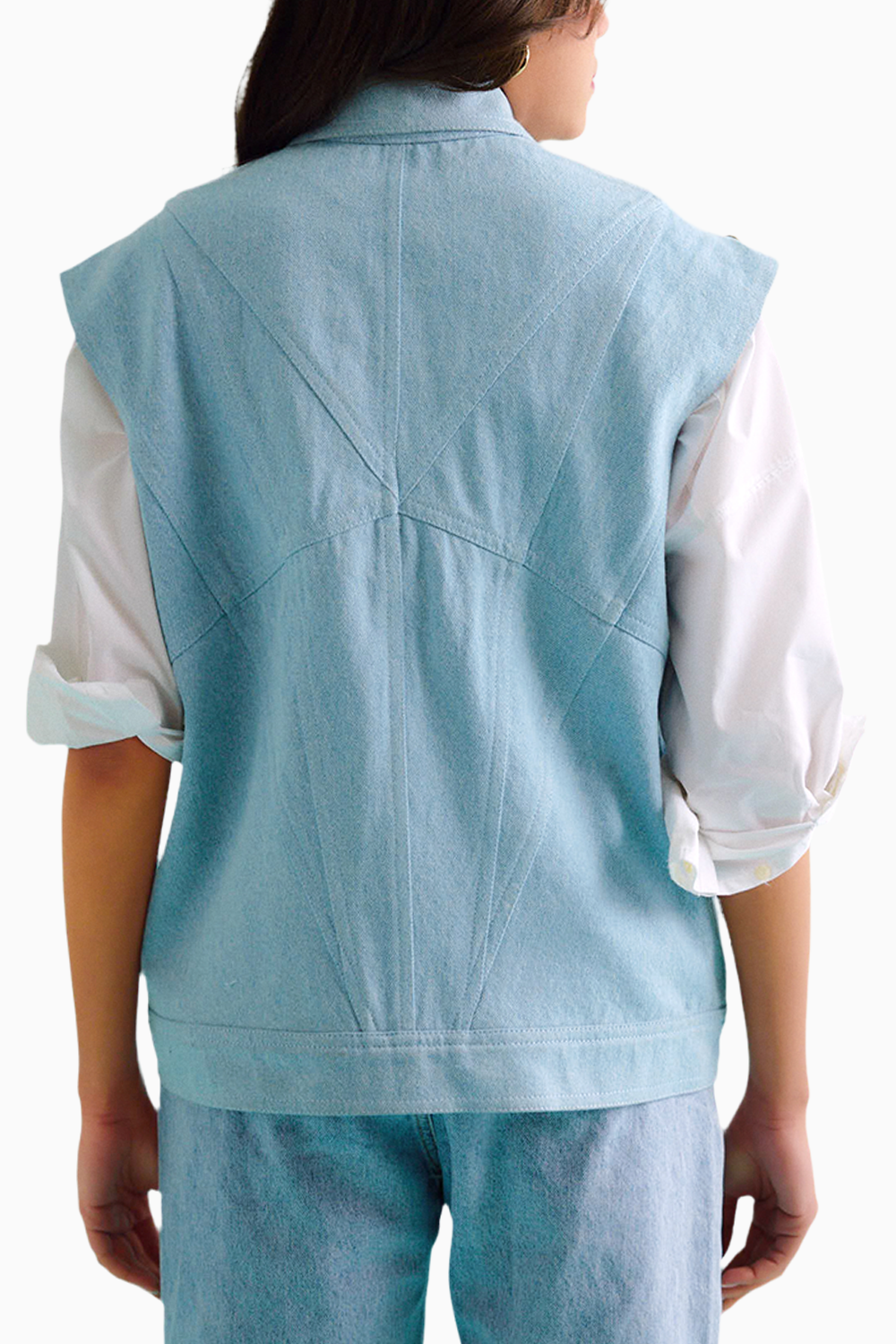 Denim Sleeveless College Jacket