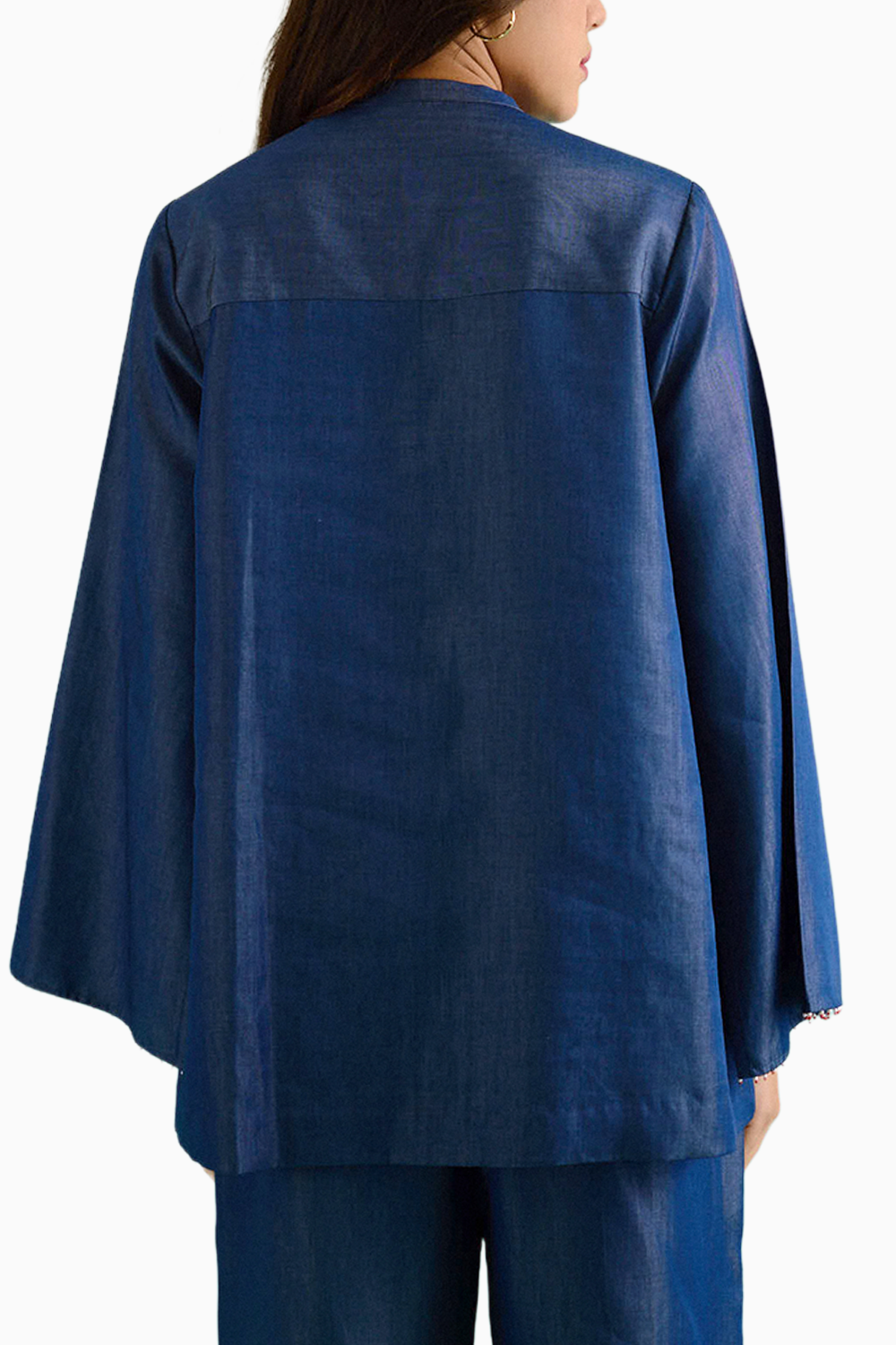 Denim Lily Cape Embroidered Shirt