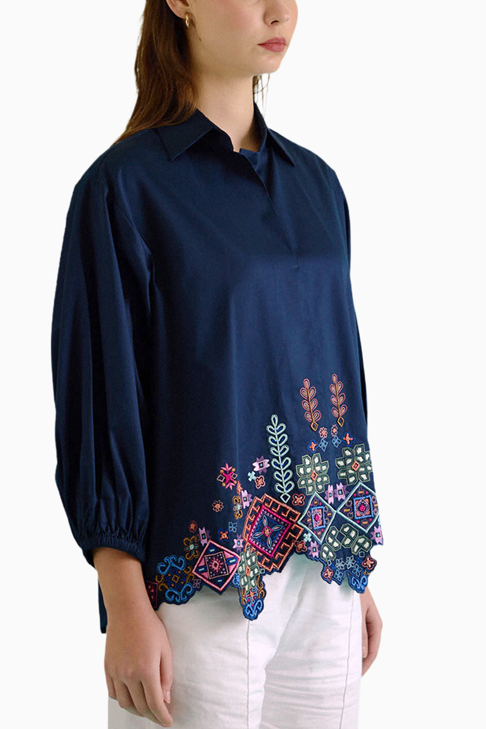 Navy Blue Idealist Embroidered Oversized Shirt