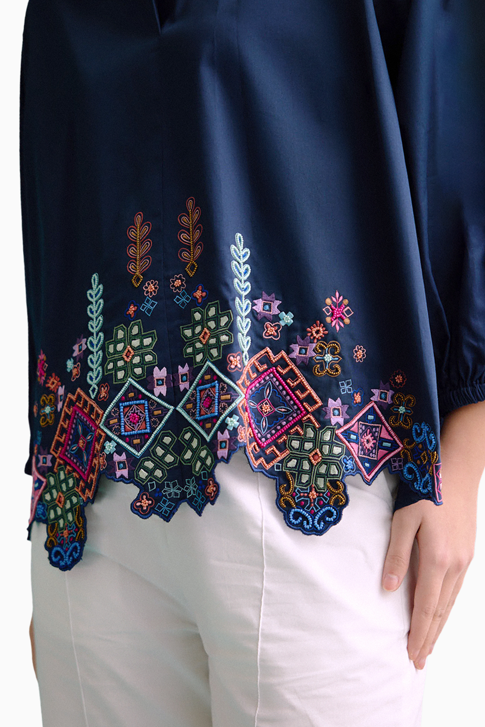 Navy Blue Idealist Embroidered Oversized Shirt