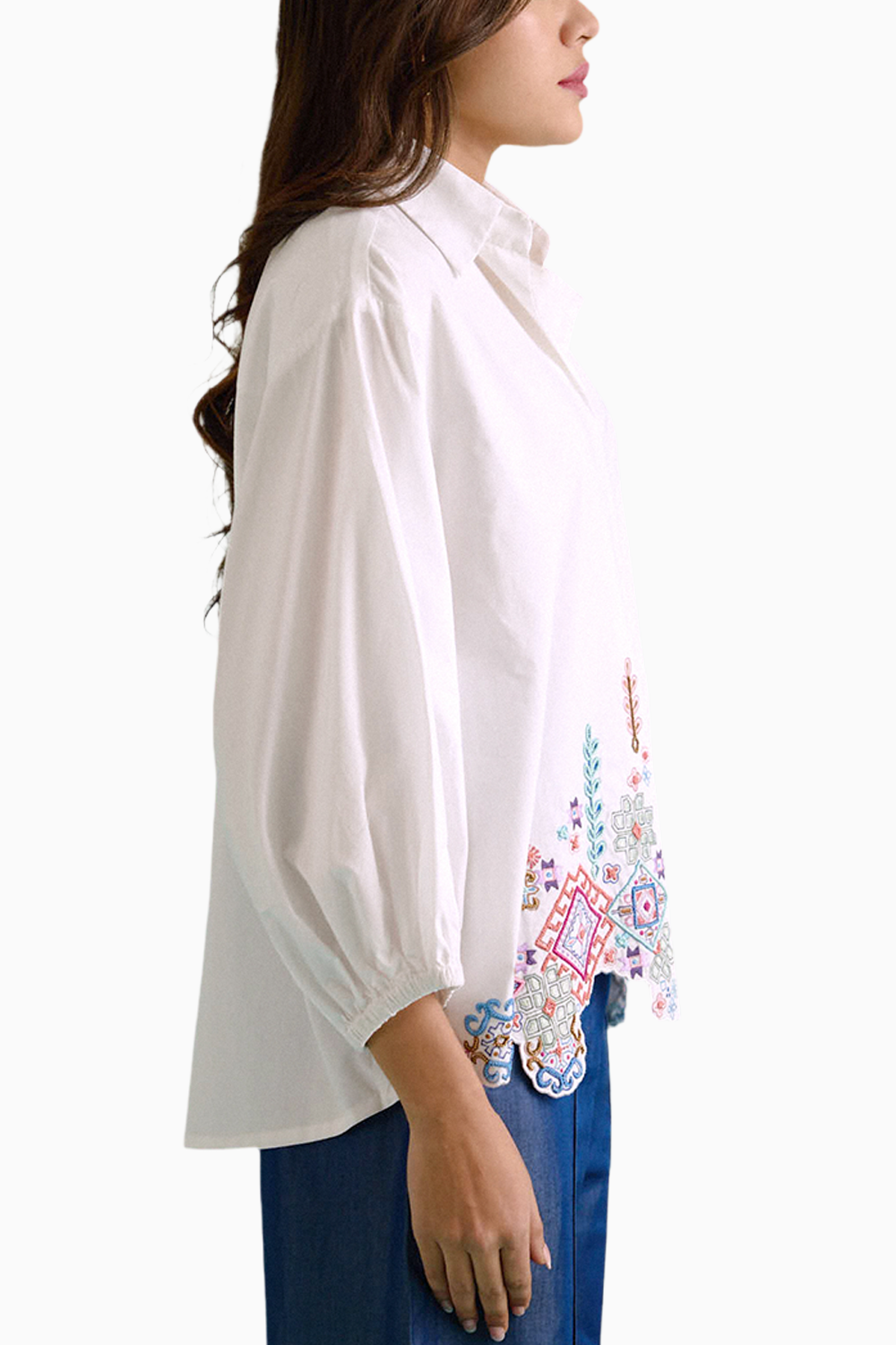 White Idealist Embroidered Oversized Shirt