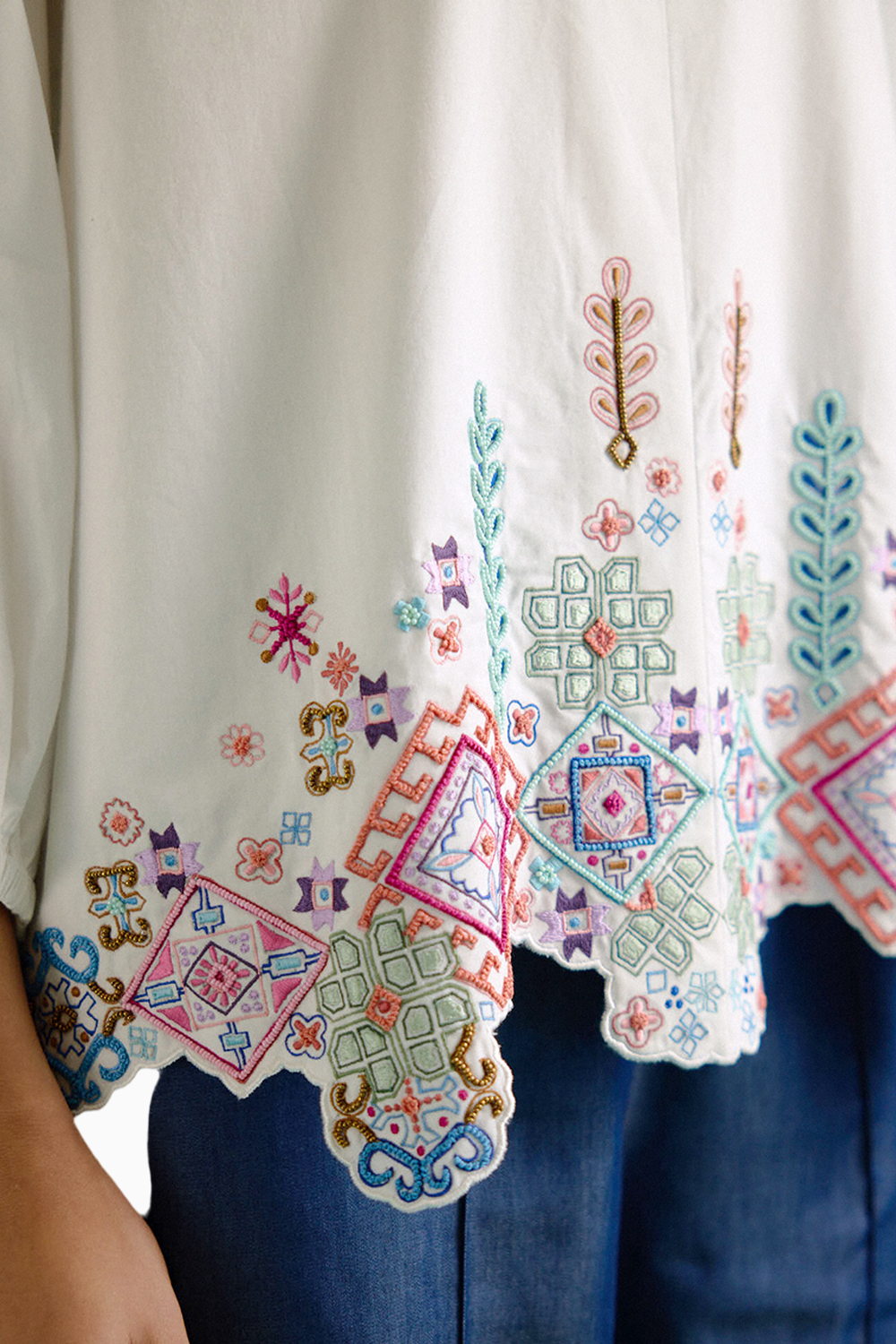 White Idealist Embroidered Oversized Shirt