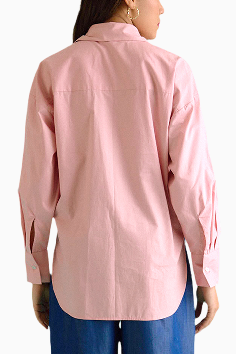 Blush Pink Oversized Embroidered Shirt